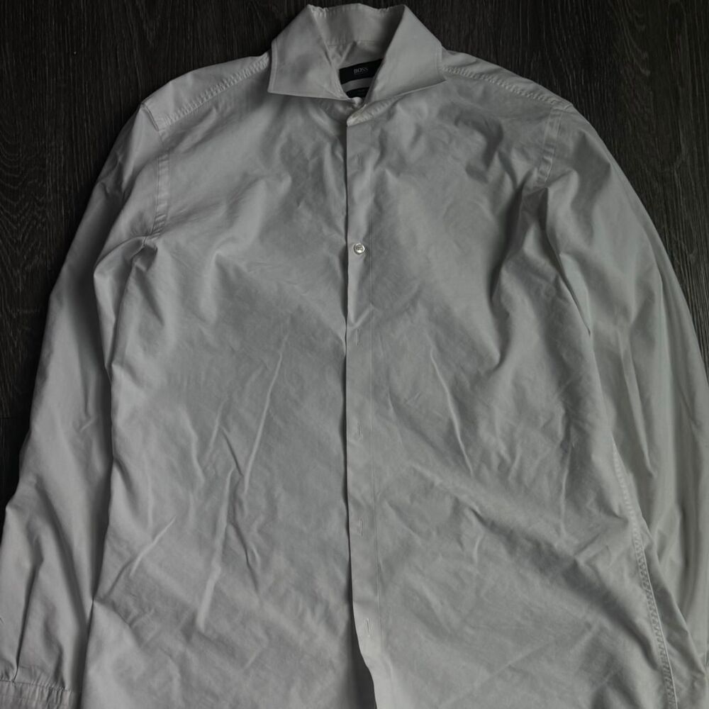 Hugo-boss Men's White and Grey Shirt